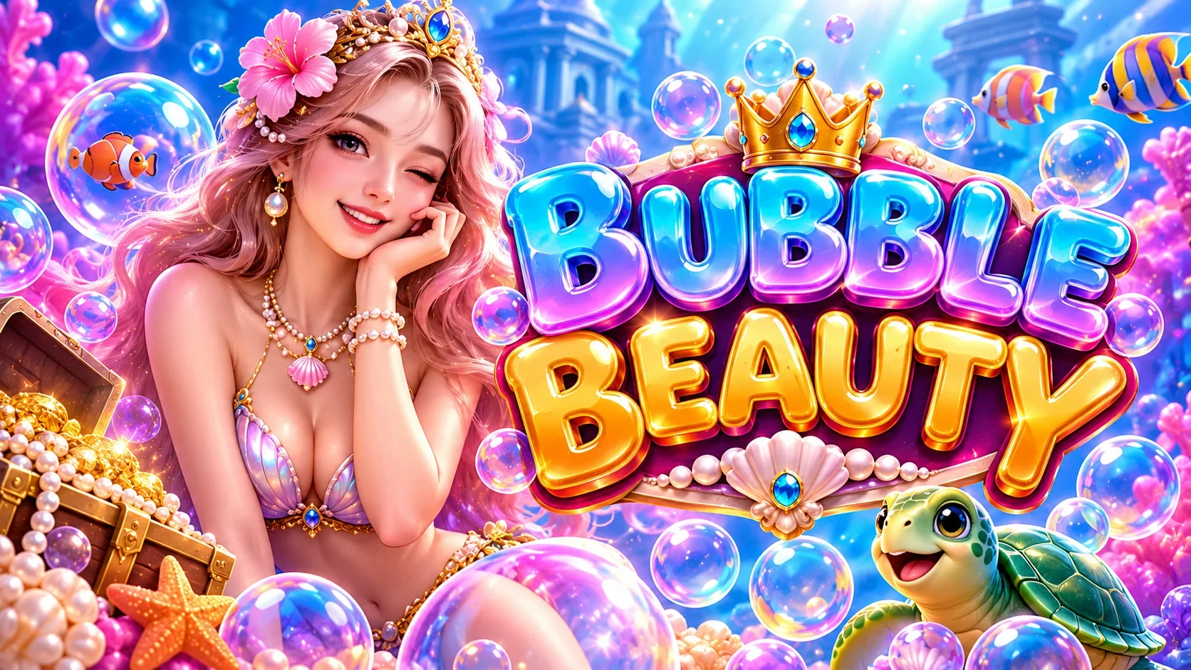 Thủy cung biển sâu rực rỡ dải san hô dạ quang trong game 23VIN Bubble Beauty