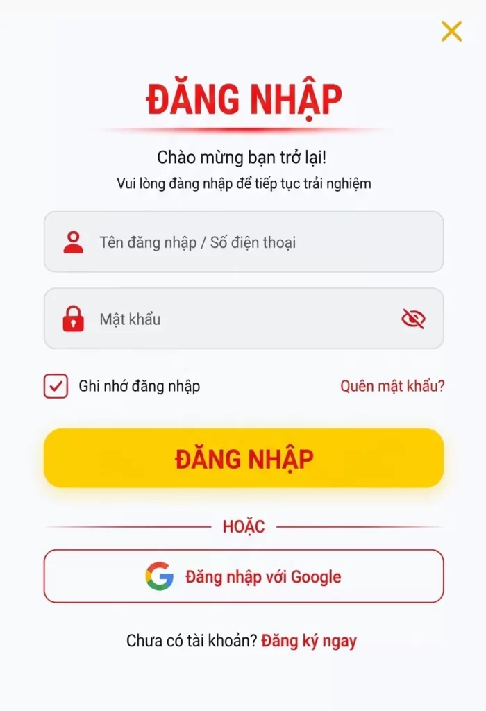 Giao diện đăng nhập 23VIN